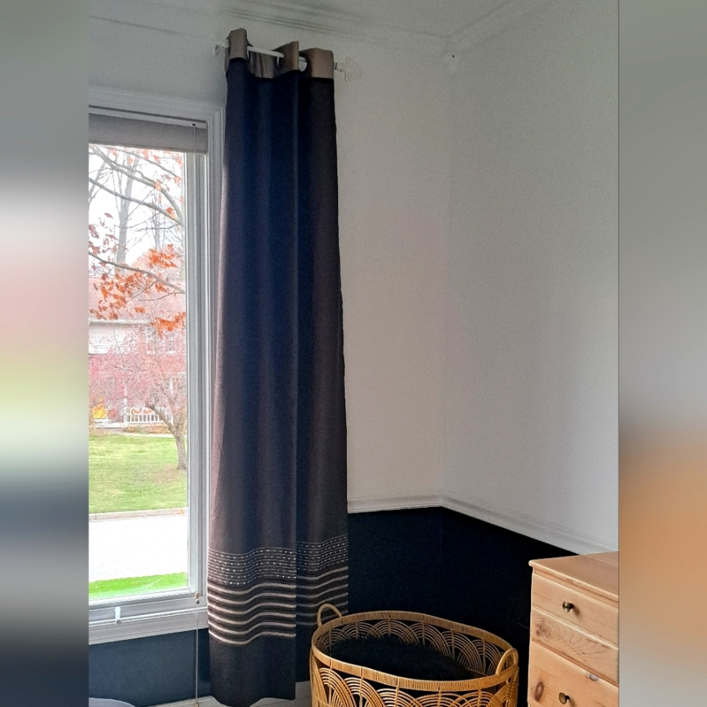 Studio jcp home luxury brown grommet silk look drapery panel 38in w x 84in long.
